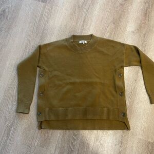 Madewell Olive Side-Button Crewneck Sweater